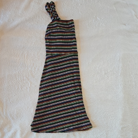 All in Favor Striped Dress L Stretchy Cozy 🌈 Pride 🌈 Black Bkgrd So Ready 4 U! - Picture 8 of 10